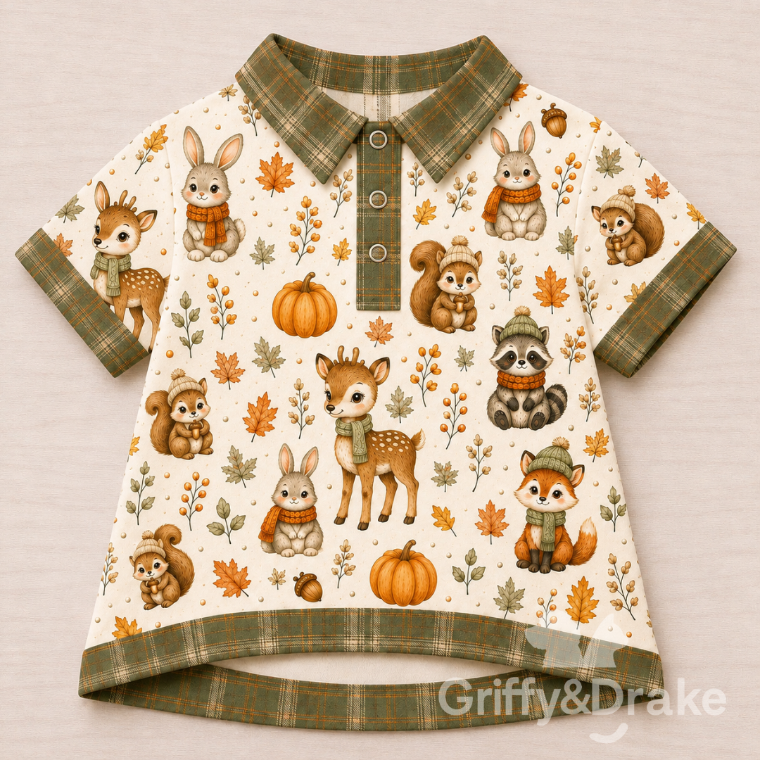 Fall Forest Friends Collar Shirt
