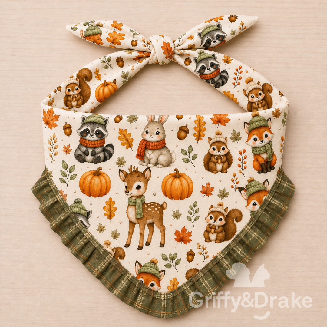 Fall Forest Friends Ruffle Bandana