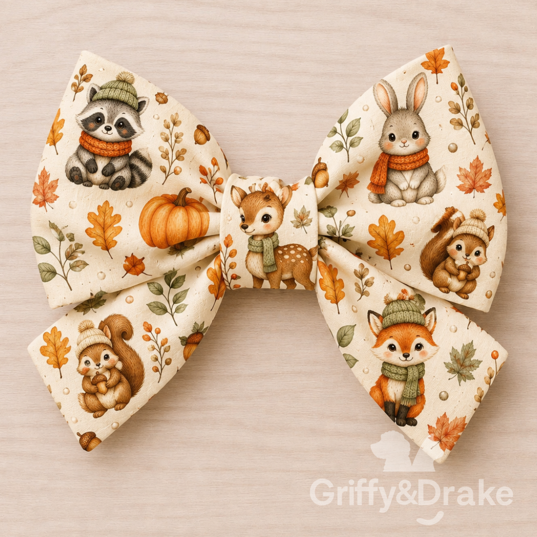 Fall Forest Friends Sailor Bow
